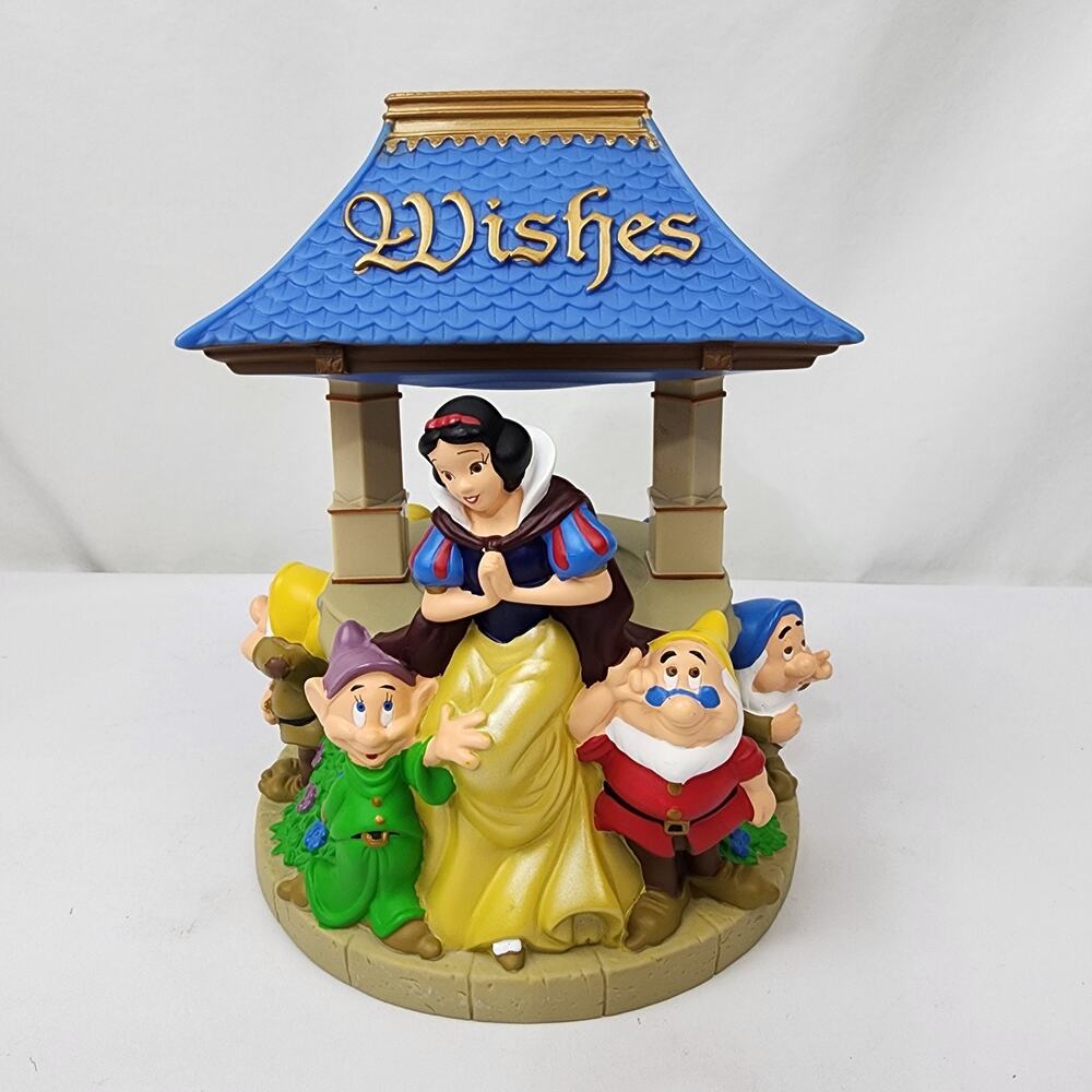 Disney 9" Coin Bank Snow White & The Seven Dwarfs Wishing Well EUC W/Stopper